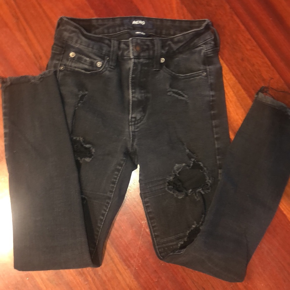 Aeropostale black destructed jeans in size 2